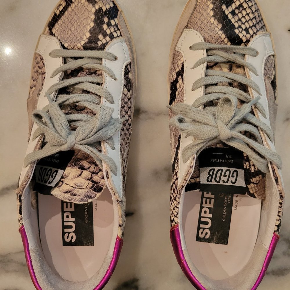 Golden Goose Superstar Sneakers -Natural Snake - Size 37